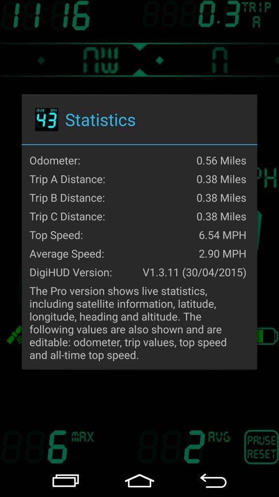 What information is shown in Statistics? DigiHUD Speedometer